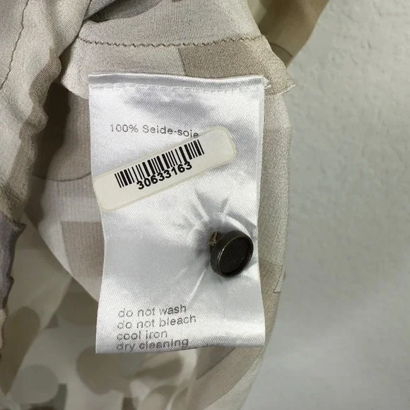 Akris Punto Shirt Womens 6 Neutral Geometric Circles Squares Quiet Luxury Artsy - Picture 8 of 8